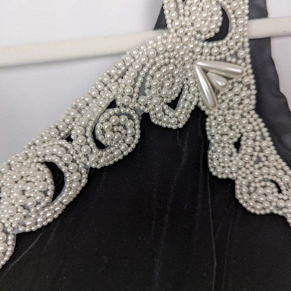 Vintage 90s JESSICA McCLINTOCK sz. 9/10 Gunne Sax Velvet Party Mini DRESS Beaded - Picture 4 of 12